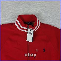 Polo Ralph Lauren Sweater Mens Medium Red Full Zip Sweatshirt Zipper Pocket NWT