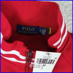 Polo Ralph Lauren Sweater Mens Medium Red Full Zip Sweatshirt Zipper Pocket NWT