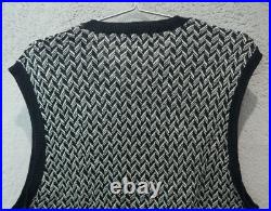 Polo Ralph Lauren Sweater Vest Medium Black Grey Fair Isle Linen Jumper Mens