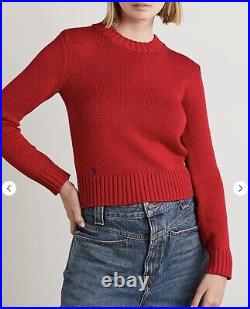 Polo Ralph Lauren Sweater Womens Cotton RED Crew Neck Cotton Casual NWT Medium