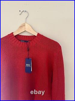 Polo Ralph Lauren Sweater Womens Cotton RED Crew Neck Cotton Casual NWT Medium