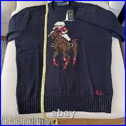 Polo Ralph Lauren Teddy Bear Pony jumper sweater top navy blue size M RARE