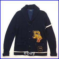 Polo Ralph Lauren Tiger Cardigan MEDIUM Men Navy Blue Sweater Jumper P Shawl