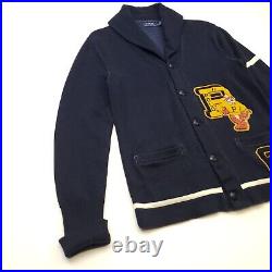 Polo Ralph Lauren Tiger Cardigan MEDIUM Men Navy Blue Sweater Jumper P Shawl