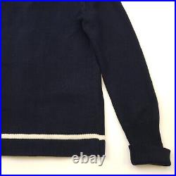 Polo Ralph Lauren Tiger Cardigan MEDIUM Men Navy Blue Sweater Jumper P Shawl