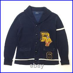 Polo Ralph Lauren Tiger Cardigan MEDIUM Men P Patch Navy Sweater Jumper Shawl