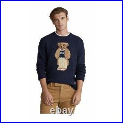 Polo Ralph Lauren USA Collegiate Bear Sweater Navy Men's Size M Intarsia Knit