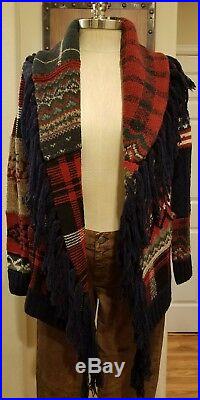 Polo Ralph Lauren Women's Indian Chief Patchwork Cardigan Flag Sweater Size M