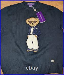 Polo Ralph Lauren Women's Purple Label Tuxedo Bear cotton jumper Size Medium