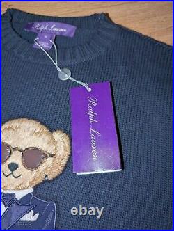 Polo Ralph Lauren Women's Purple Label Tuxedo Bear cotton jumper Size Medium