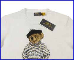 Polo Ralph Lauren Women's White Polo Bear Graphic Knit Cotton Sweater