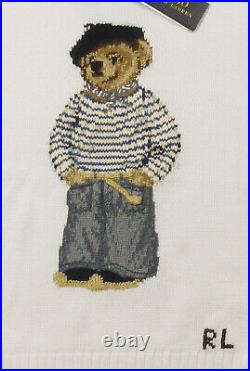 Polo Ralph Lauren Women's White Polo Bear Graphic Knit Cotton Sweater