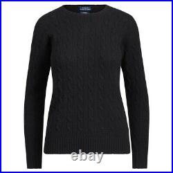 Polo Ralph Lauren Womens Cashmere Jumper Sweater Cable Knit Black kw28 MEDIUM M