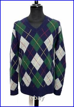 Polo Ralph Lauren diamond Argyle luxury wool cashmere v neck Sweater Jumper