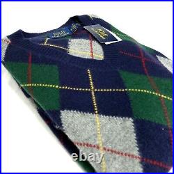 Polo Ralph Lauren diamond Argyle luxury wool cashmere v neck Sweater Jumper