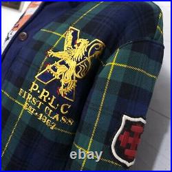 Polo Ralph Lauren varsity collegiate Sweater Cardigan crest blackwatch patch M