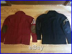 Polo Ralph Lauren varsity vintage cardigan sweater suede leather elbow patch S M