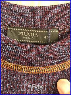 Prada 100% Virgin Wool Mixed Yarn Crew Neck Sweater
