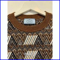 Prada Metallic Jacquard Wool & Cashmere Sweater. Sz 40. Nwt