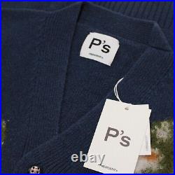 President's NWT Flower Cardigan Sweater Size Medium in Blue Wool Blend