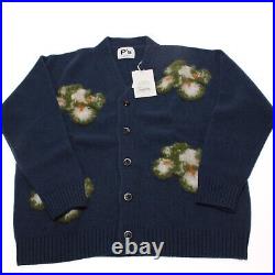 President's NWT Flower Cardigan Sweater Size Medium in Blue Wool Blend