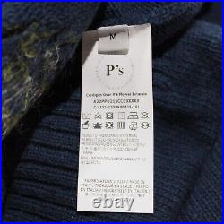 President's NWT Flower Cardigan Sweater Size Medium in Blue Wool Blend