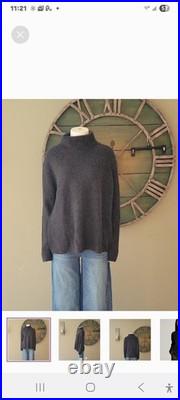 Quince Magolian Cashmere Fisherman Turtleneck Sweater In Heather Grey Size MED