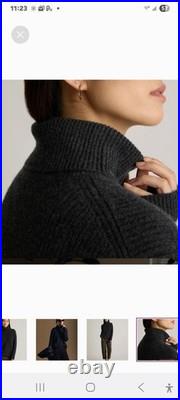 Quince Magolian Cashmere Fisherman Turtleneck Sweater In Heather Grey Size MED