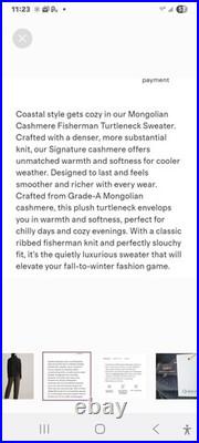 Quince Magolian Cashmere Fisherman Turtleneck Sweater In Heather Grey Size MED