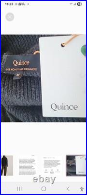Quince Magolian Cashmere Fisherman Turtleneck Sweater In Heather Grey Size MED
