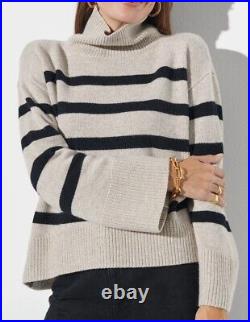 R Label The Reset Funnel Neck Cream Pullover Sweater M Wool Cashmere