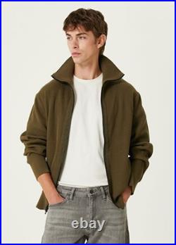 RAG & BONE Sweater Mens Medium Green Zip Up Rib Knit Washed Dexter Andrew $328