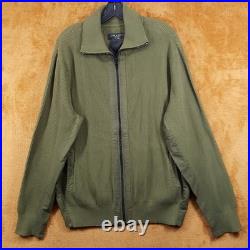 RAG & BONE Sweater Mens Medium Green Zip Up Rib Knit Washed Dexter Andrew $328