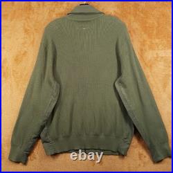 RAG & BONE Sweater Mens Medium Green Zip Up Rib Knit Washed Dexter Andrew $328