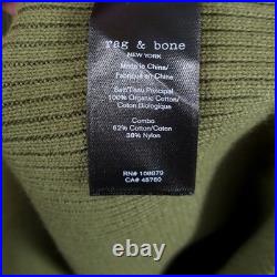 RAG & BONE Sweater Mens Medium Green Zip Up Rib Knit Washed Dexter Andrew $328