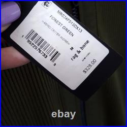 RAG & BONE Sweater Mens Medium Green Zip Up Rib Knit Washed Dexter Andrew $328