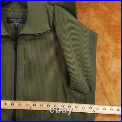 RAG & BONE Sweater Mens Medium Green Zip Up Rib Knit Washed Dexter Andrew $328