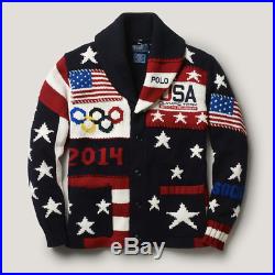 RALPH LAUREN 2014 Sochi Olympics American Flag Cardigan Sweater Men's MEDIUM