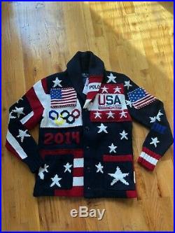 RALPH LAUREN 2014 Sochi Olympics American Flag Cardigan Sweater Men's MEDIUM