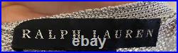 RALPH LAUREN BLACK LABEL Silver Metallic Cable Knit Cardigan Sweater set SZ M/L