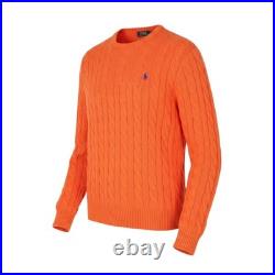 RALPH LAUREN Driver Cn-Long Sleeve Orange Men's Sweater M Cable Sweater RRP214