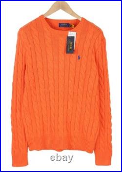 RALPH LAUREN Driver Cn-Long Sleeve Orange Men's Sweater M Cable Sweater RRP214