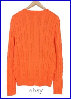 RALPH LAUREN Driver Cn-Long Sleeve Orange Men's Sweater M Cable Sweater RRP214