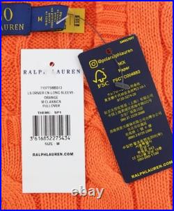 RALPH LAUREN Driver Cn-Long Sleeve Orange Men's Sweater M Cable Sweater RRP214
