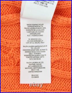 RALPH LAUREN Driver Cn-Long Sleeve Orange Men's Sweater M Cable Sweater RRP214