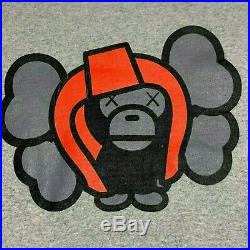 RARE! BABY MILO x KAWS REVERSIBLE CREWNECK SWEATER BLACK / GRAY bape bathing ape