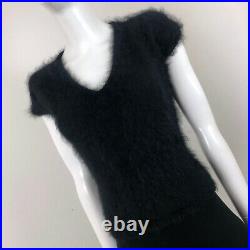 RARE Gucci Ladies Black MOHAIR Wool V Neck Jumper Top Sweater Size XS US2 UK6