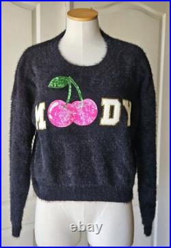 RARE Judith March Size M Medium Black Cherry'Moody' Sweater Jumper Cherries
