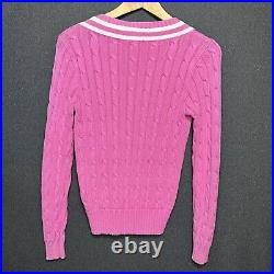 RARE Vintage Ralph Lauren Sport Cable Knit Tennis Sweater Jumper Size (M) Pink