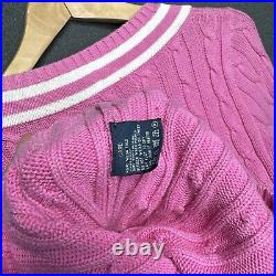 RARE Vintage Ralph Lauren Sport Cable Knit Tennis Sweater Jumper Size (M) Pink